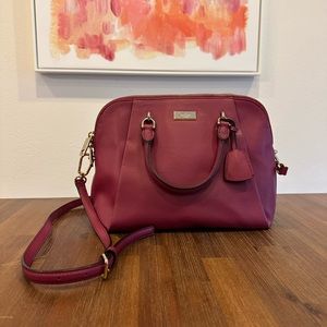 NWT Kate Spade Keanette Anna Court Leather Crossbody Bag Shoulder Bag Red Plum